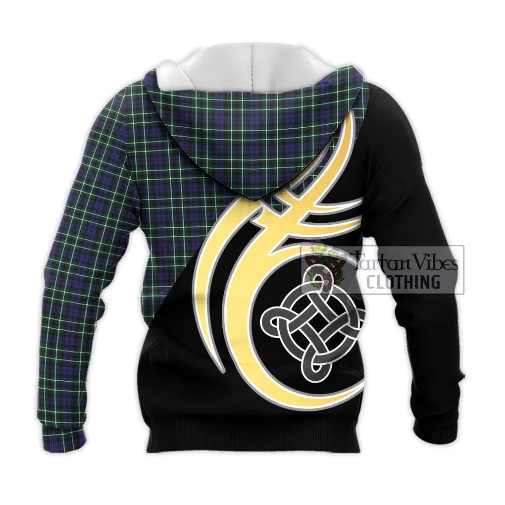 Allardice Tartan Knitted Hoodie with Family Crest and Celtic Symbol Style