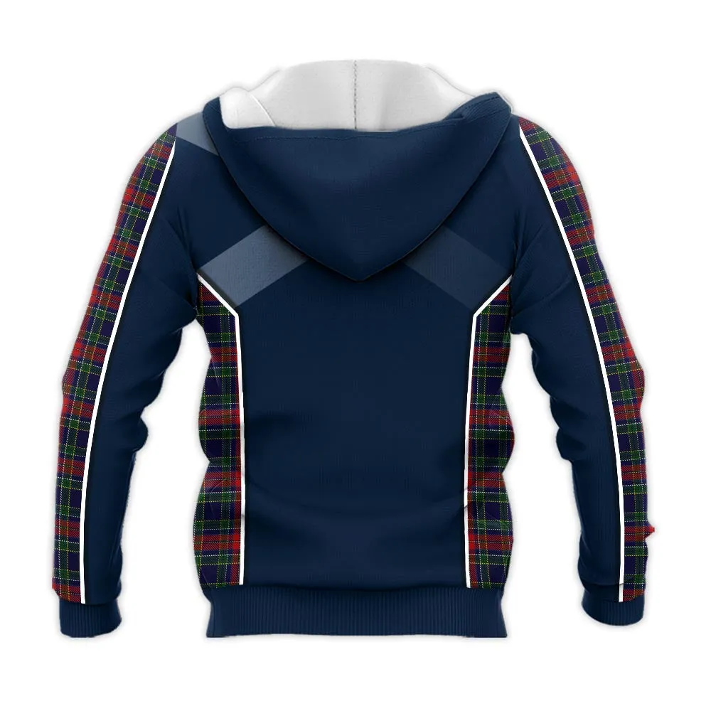 Allison Red Tartan Knitted Hoodie with Family Crest and Scottish Thistle Vibes Sport Style