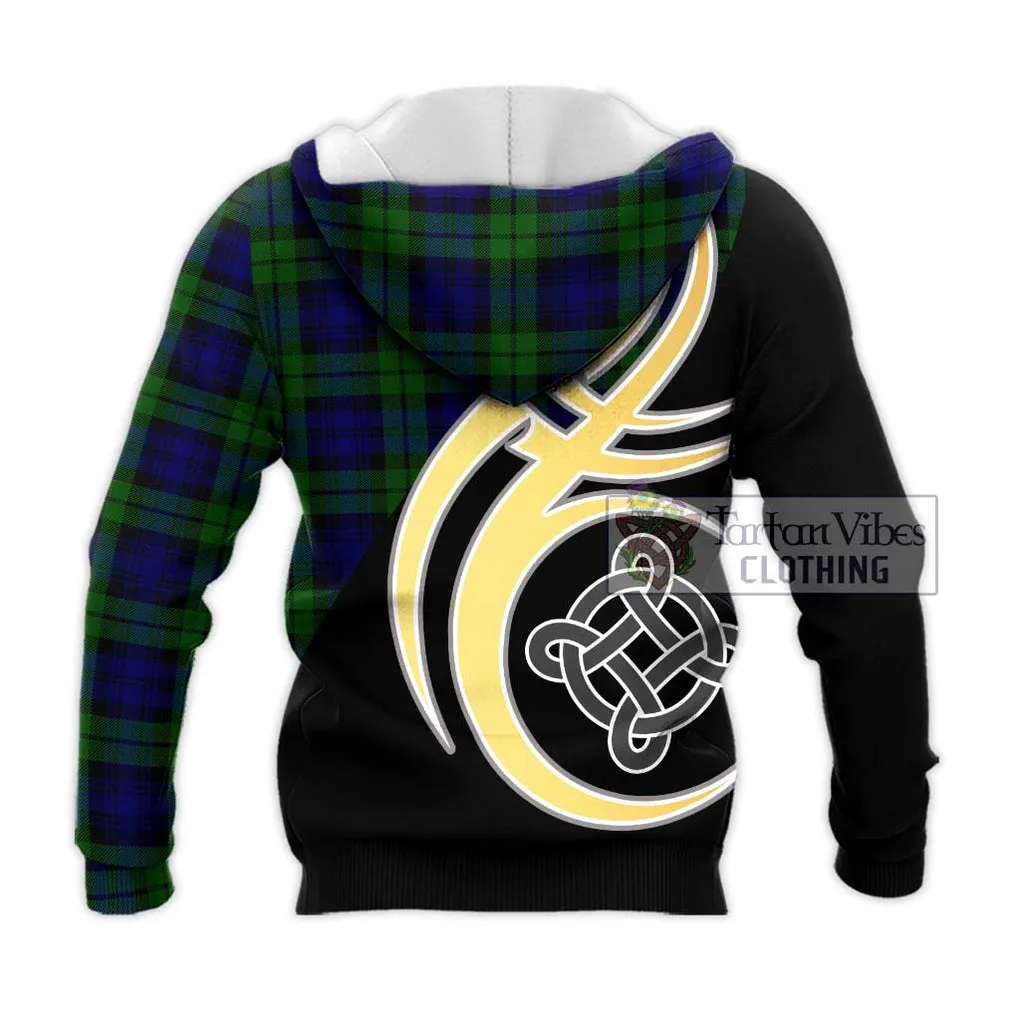 Bannatyne Tartan Knitted Hoodie with Family Crest and Celtic Symbol Style