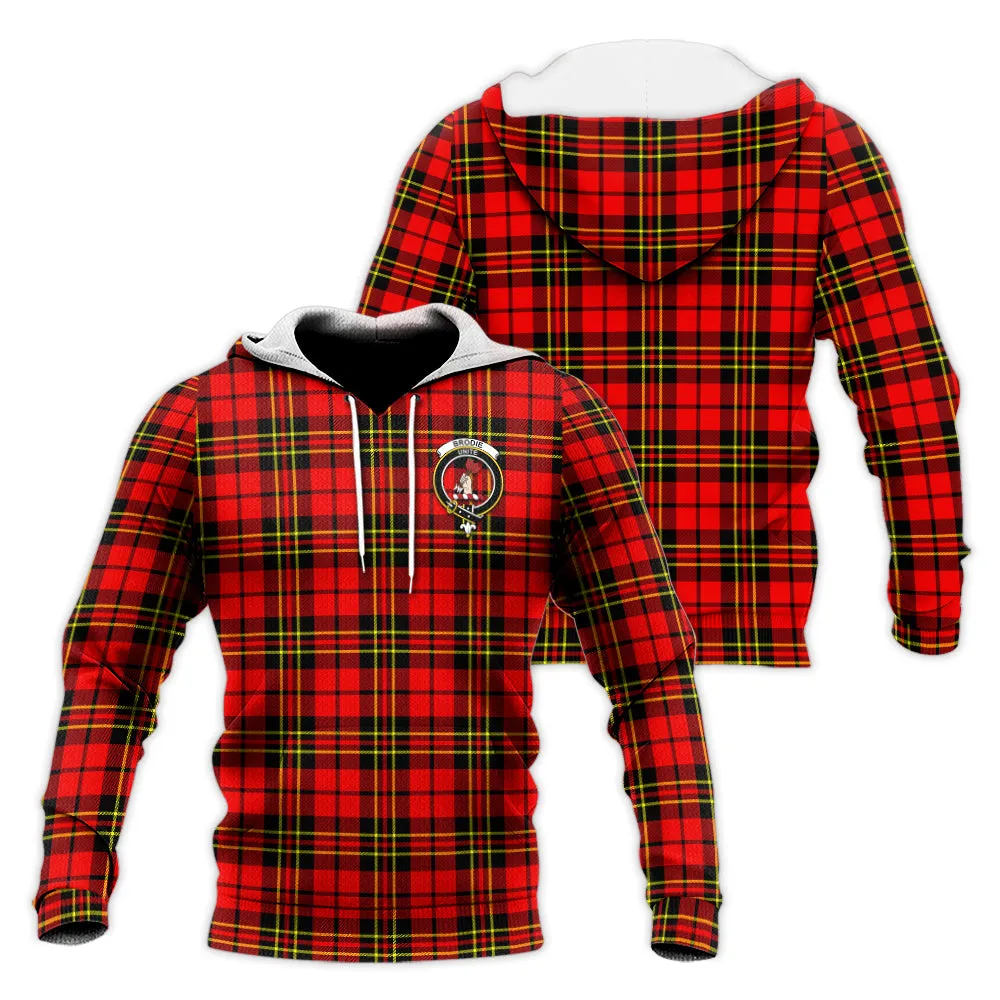 Brodie Modern Tartan Knitted Hoodie with Family Crest