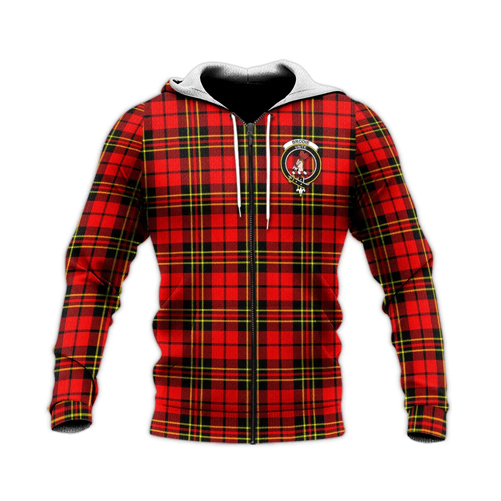 Brodie Modern Tartan Knitted Hoodie with Family Crest