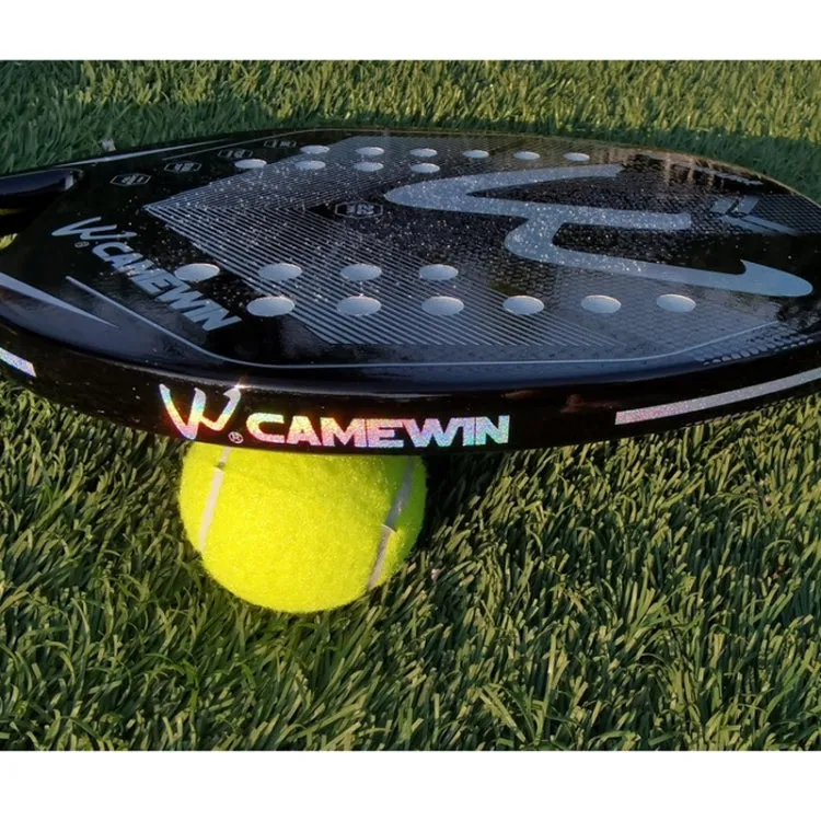 CAMEWIN 3K Carbon Fiber Rough Surface Beach Tennis Racket With Cover Bag(Black and Silver)