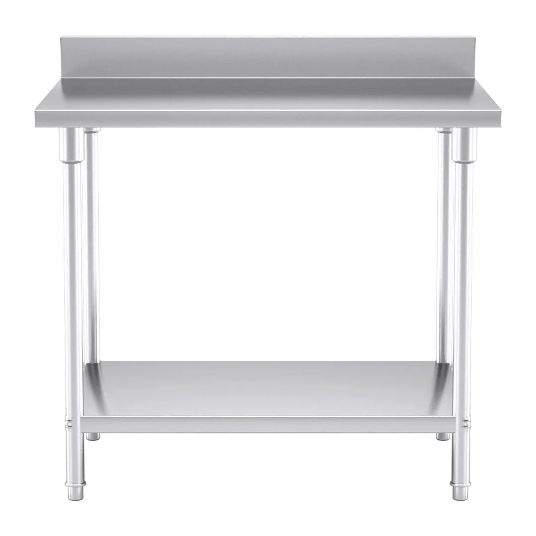 Commercial Stainless Steel Table Catering Kitchen Prep Work Bench W/ Back-splash 100 x 70cm