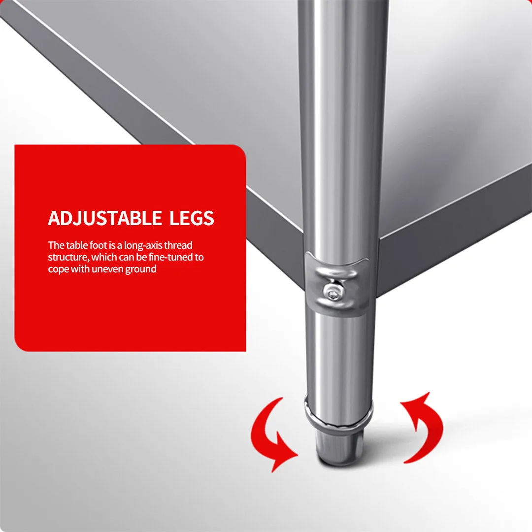 Commercial Stainless Steel Table Catering Kitchen Prep Work Bench W/ Back-splash 100 x 70cm