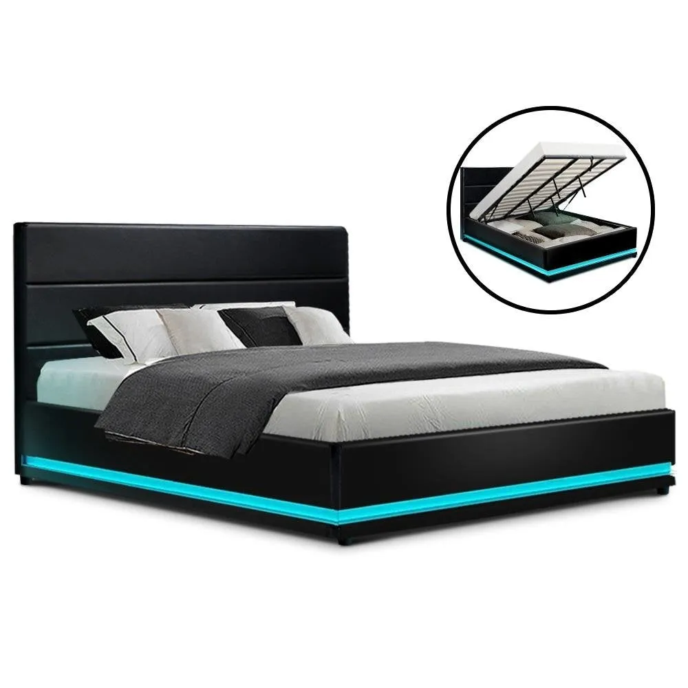 King Package | Henley LED Bed Black & Devon Euro Top Mattress (Medium)