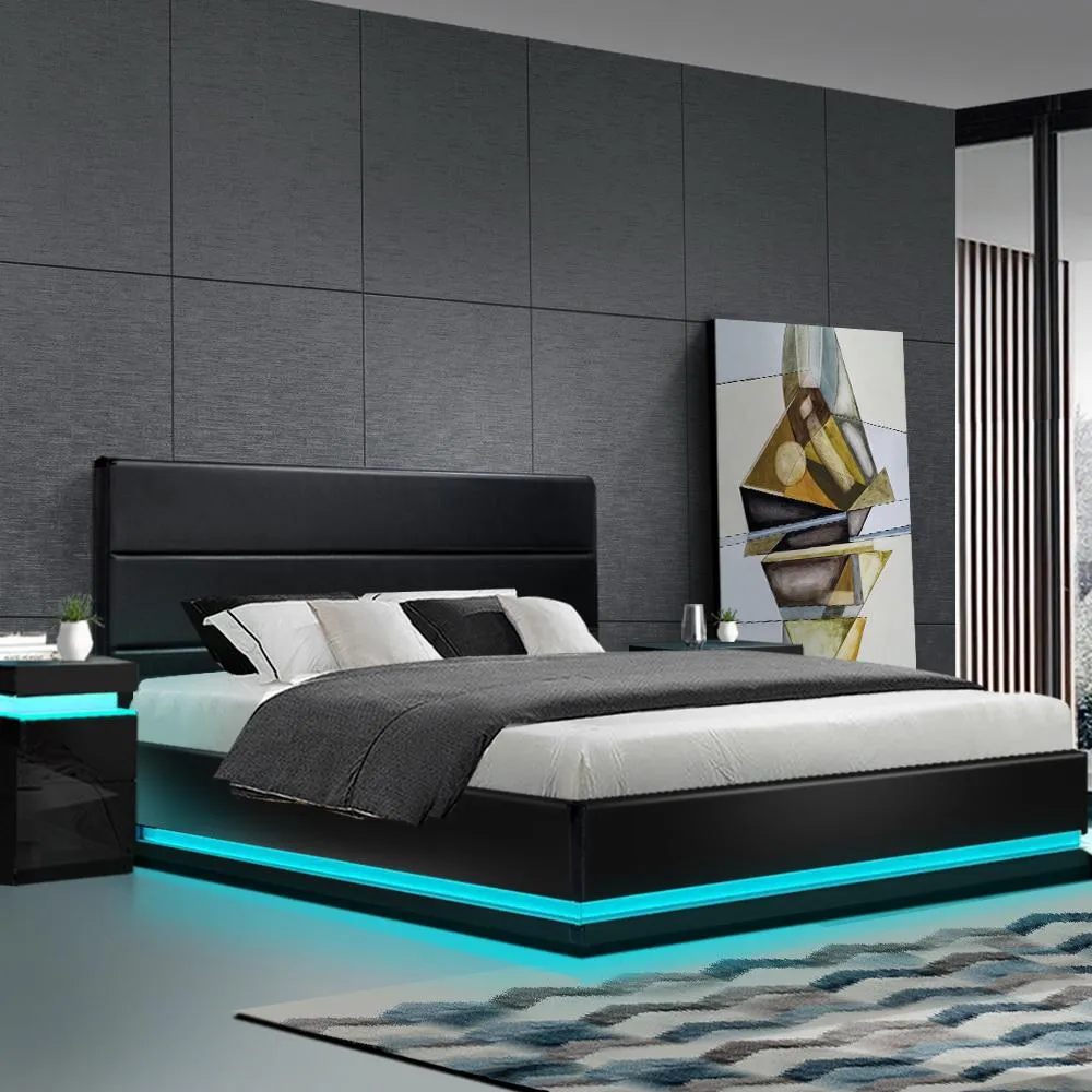 King Package | Henley LED Bed Black & Devon Euro Top Mattress (Medium)