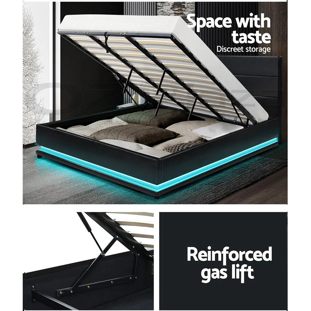 King Package | Henley LED Bed Black & Devon Euro Top Mattress (Medium)