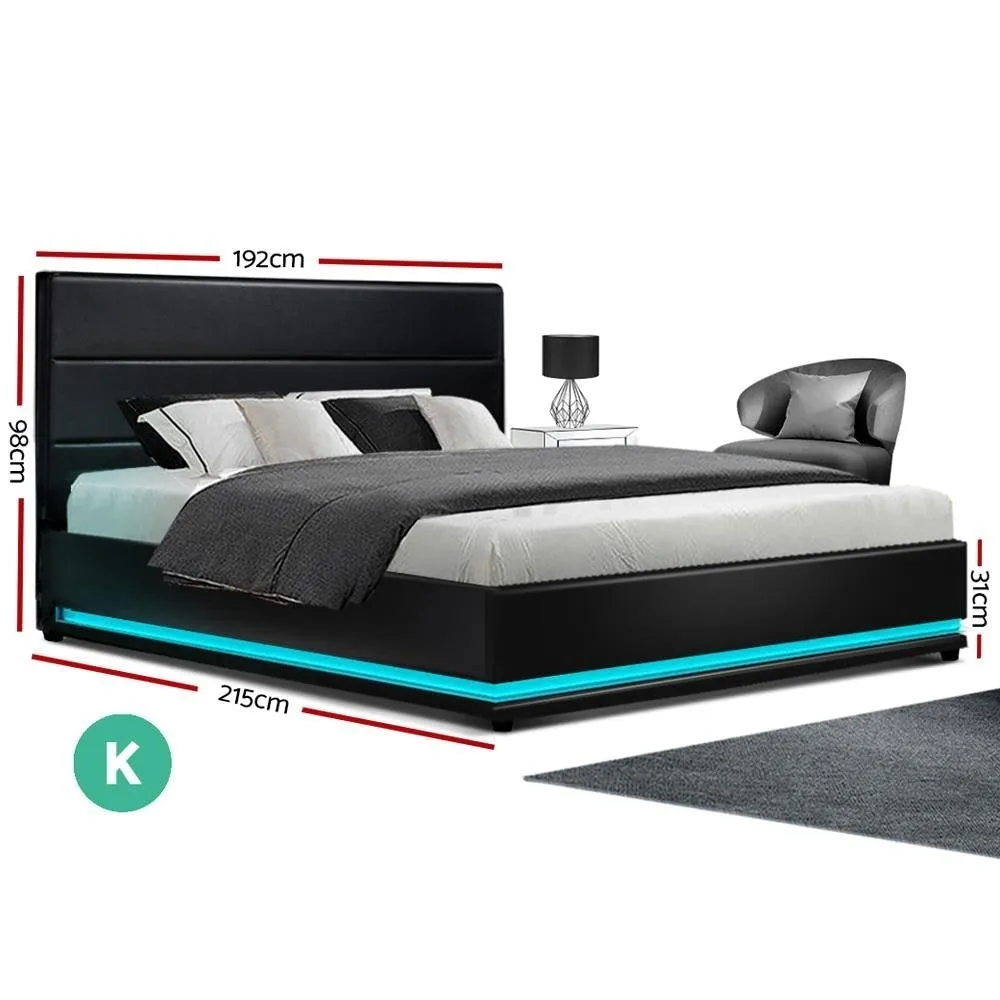 King Package | Henley LED Bed Black & Devon Euro Top Mattress (Medium)