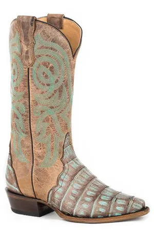 Roper Women's Trudy Triad Caiman Fashion Boot, Copper and Turquoise