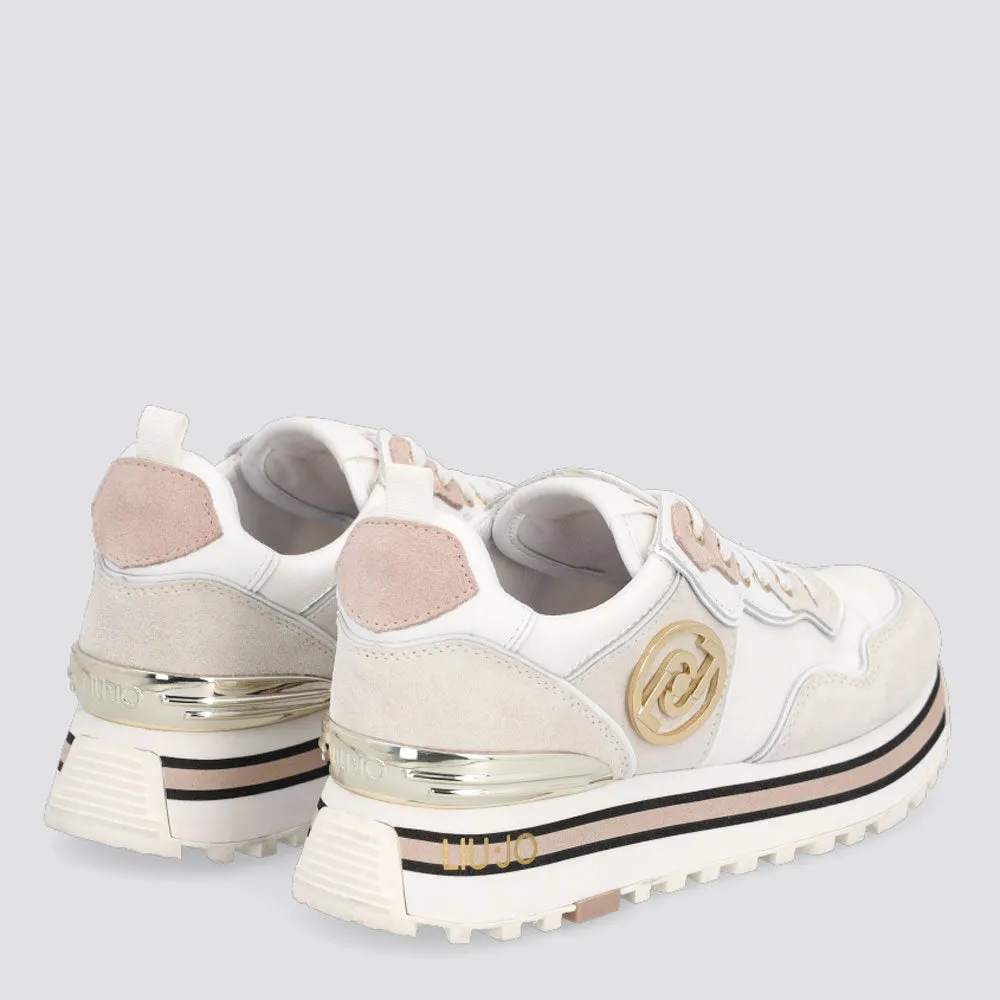 Scarpe Donna LIU JO Sneakers Platform in Raso e Suede colore Bianco