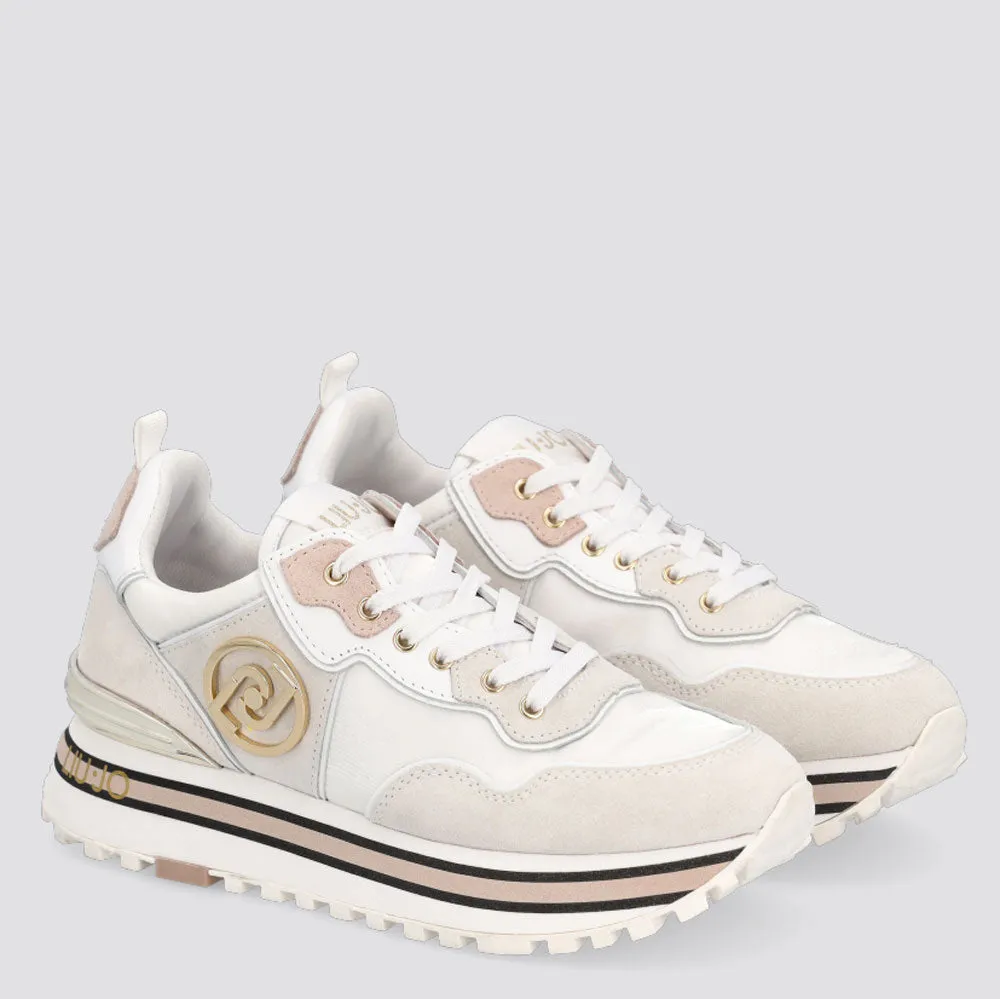 Scarpe Donna LIU JO Sneakers Platform in Raso e Suede colore Bianco