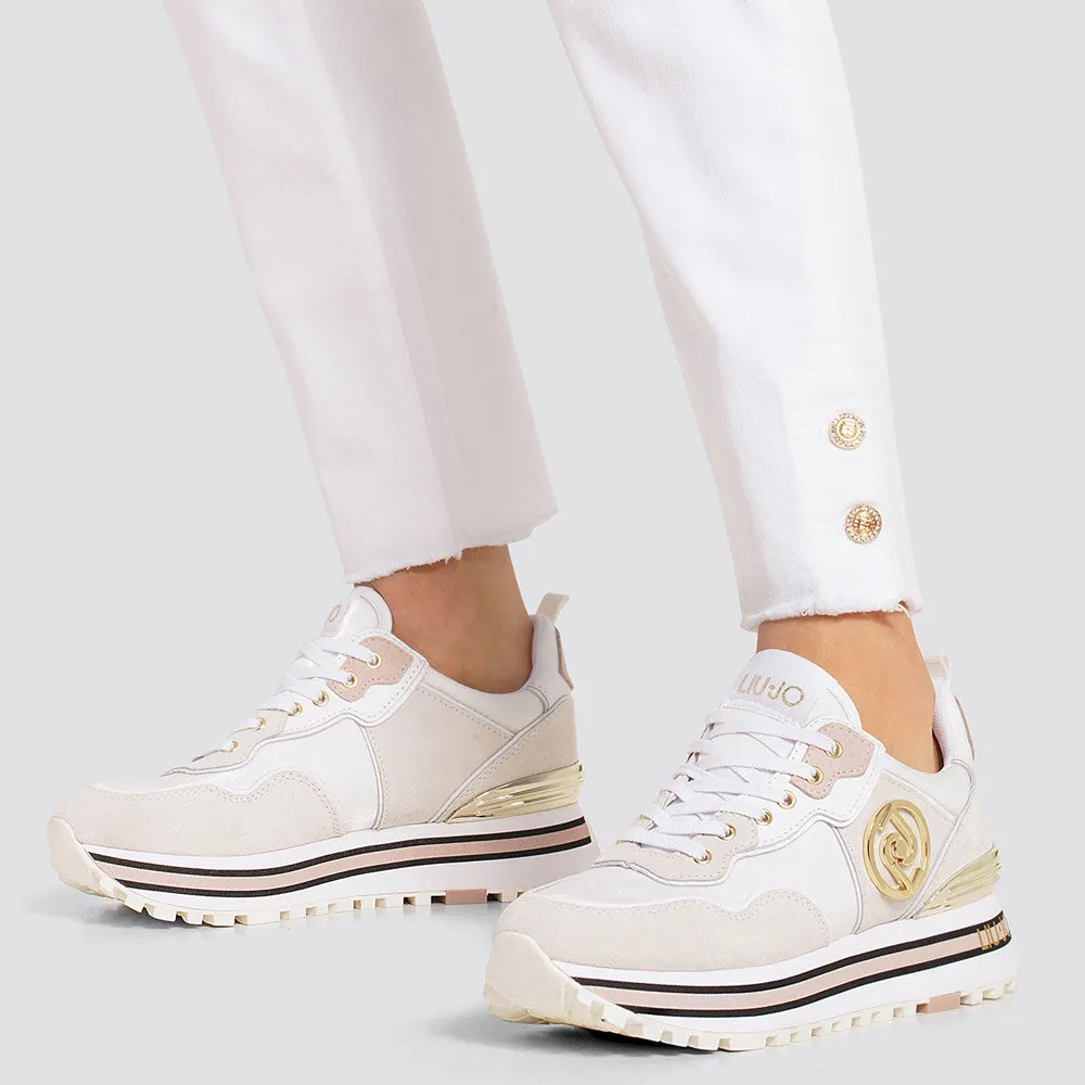 Scarpe Donna LIU JO Sneakers Platform in Raso e Suede colore Bianco