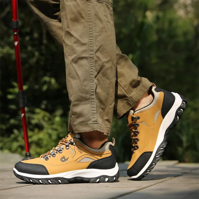 Spring Autumn Breathable Light Men's shoes Wearable Hiking Sneakers Non-slip Quality Leather Casual Shoes Big Size 39-47