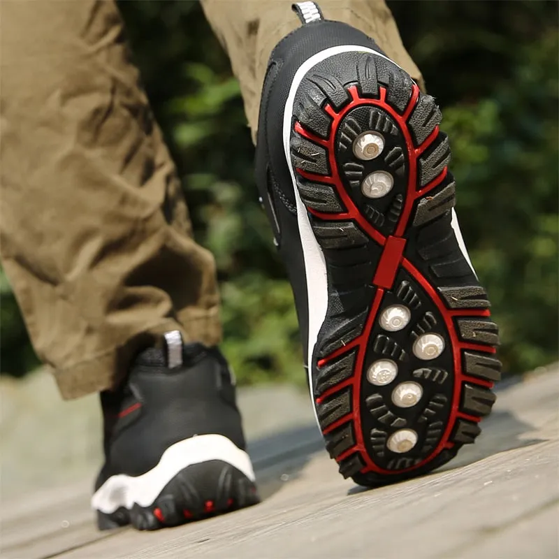Spring Autumn Breathable Light Men's shoes Wearable Hiking Sneakers Non-slip Quality Leather Casual Shoes Big Size 39-47